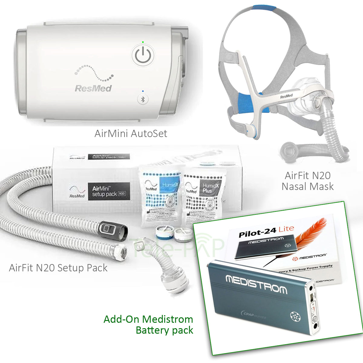 ResMed AirMini AutoSet with AirFit N20 Nasal Mask